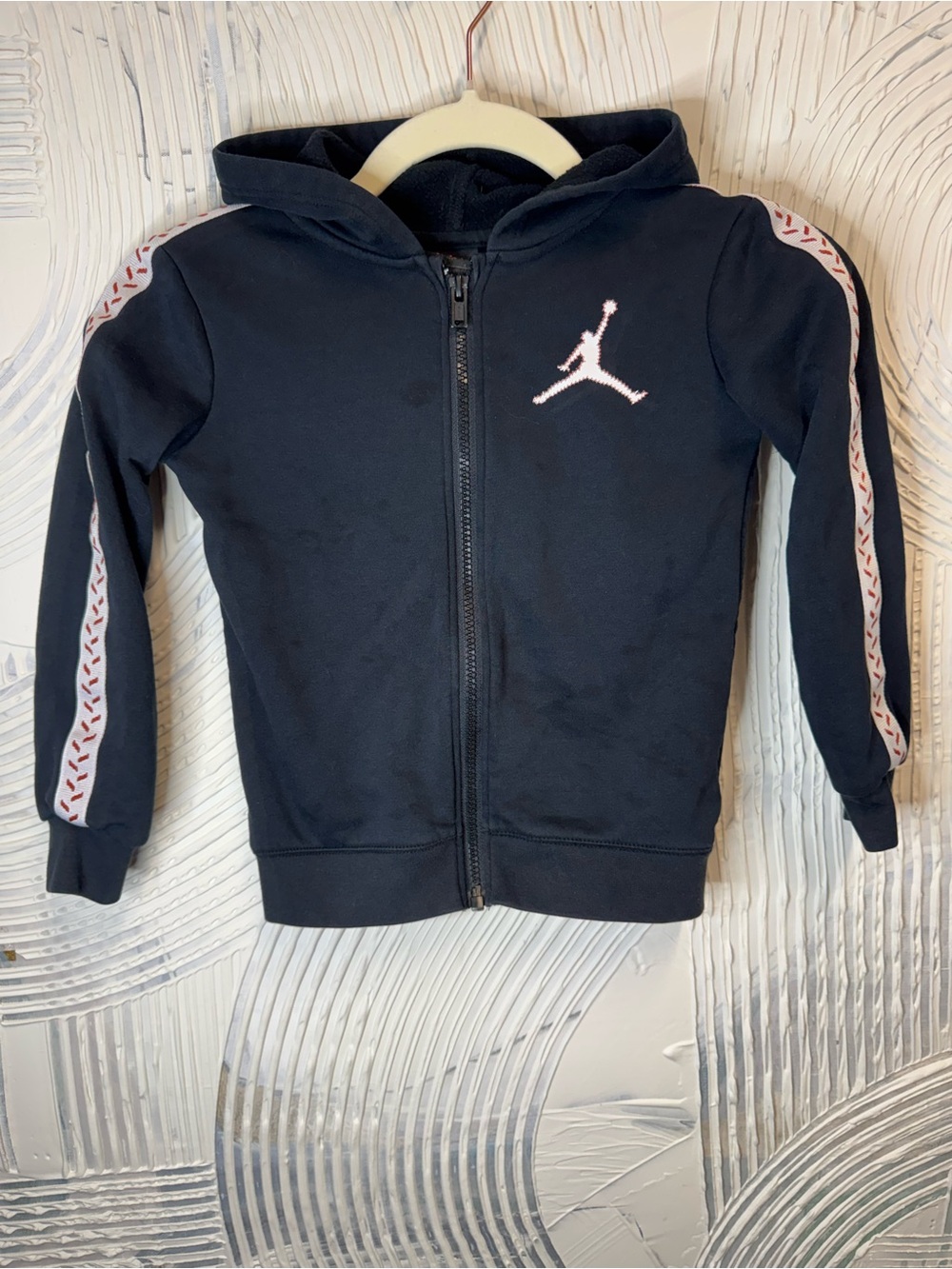 Jordan Kids Black Zip Hoodie with White & Pink Logo